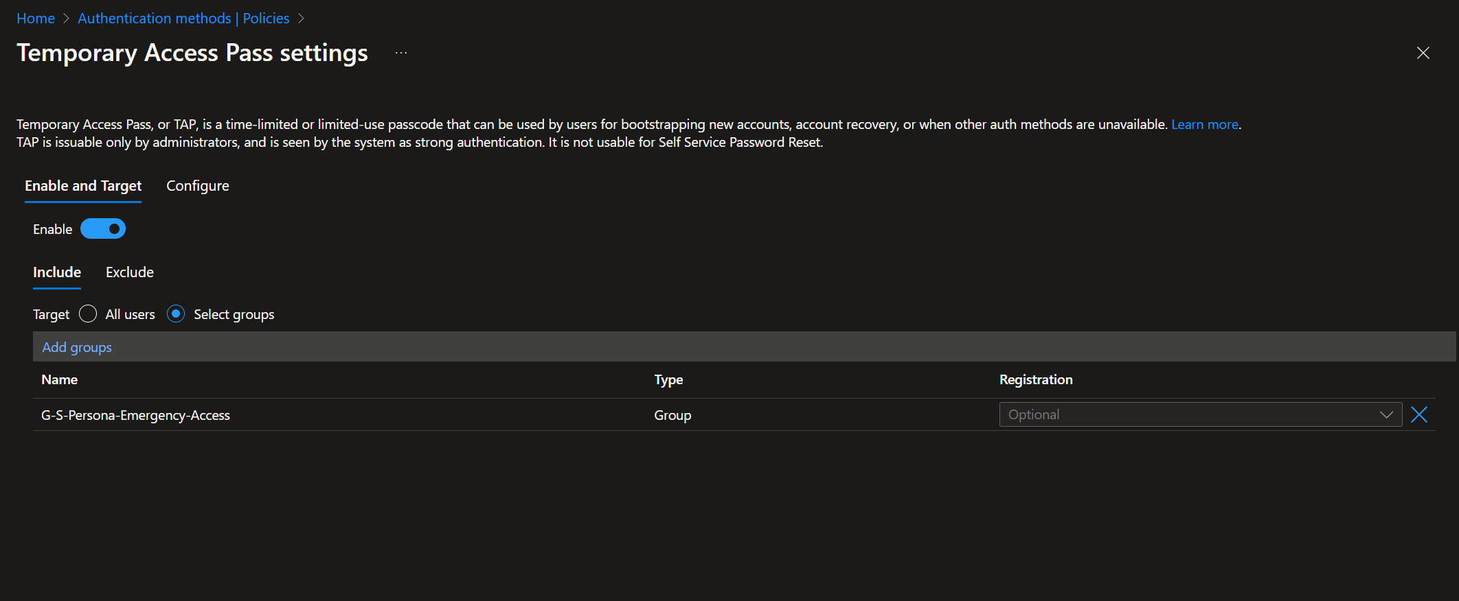 Enable Temporary Access Pass Enable TAP.png